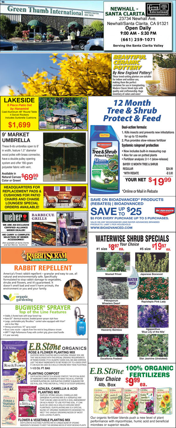 6-06-19 Ad for Newhall – Santa Clarita - Green Thumb Nursery