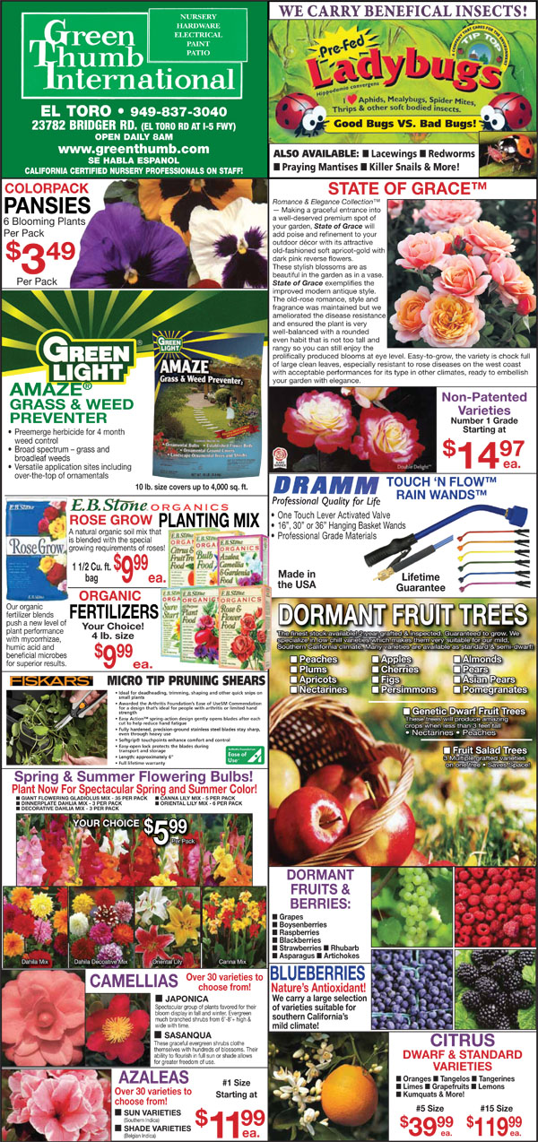 1-30-20 Ad for El Toro – Lake Forest - Green Thumb Nursery